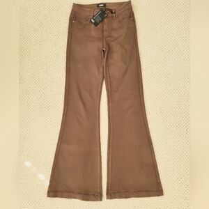Paige Genevieve Luxe Coated Brown Bootcut Jeans